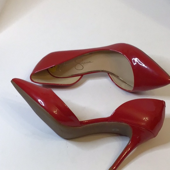 JESSICA SIMPSON WOMEN STUNNING RED PATENT POINTY TOE HEEL SZ 9M - Picture 8 of 12